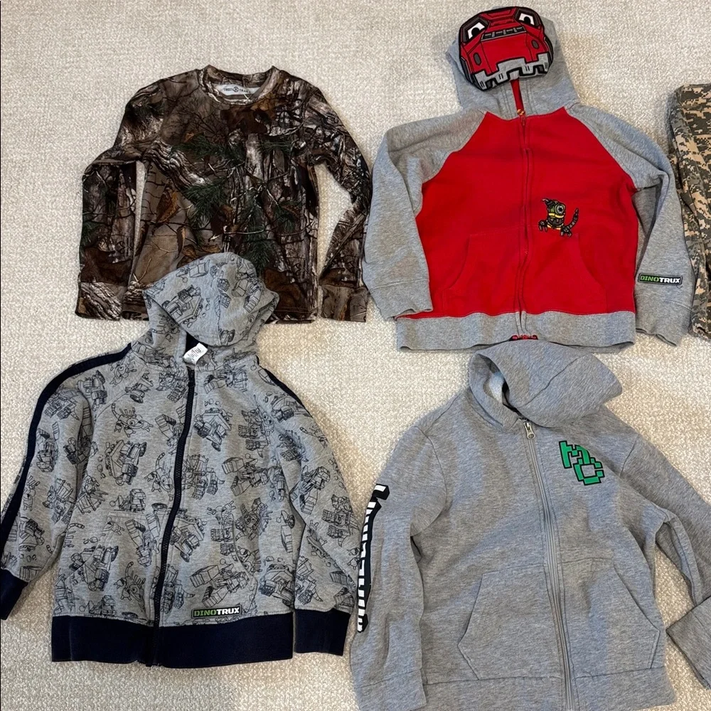 Lot Boys Zip Up Sweatshirt Long Sleeve Camo DinoTrex Minecraft